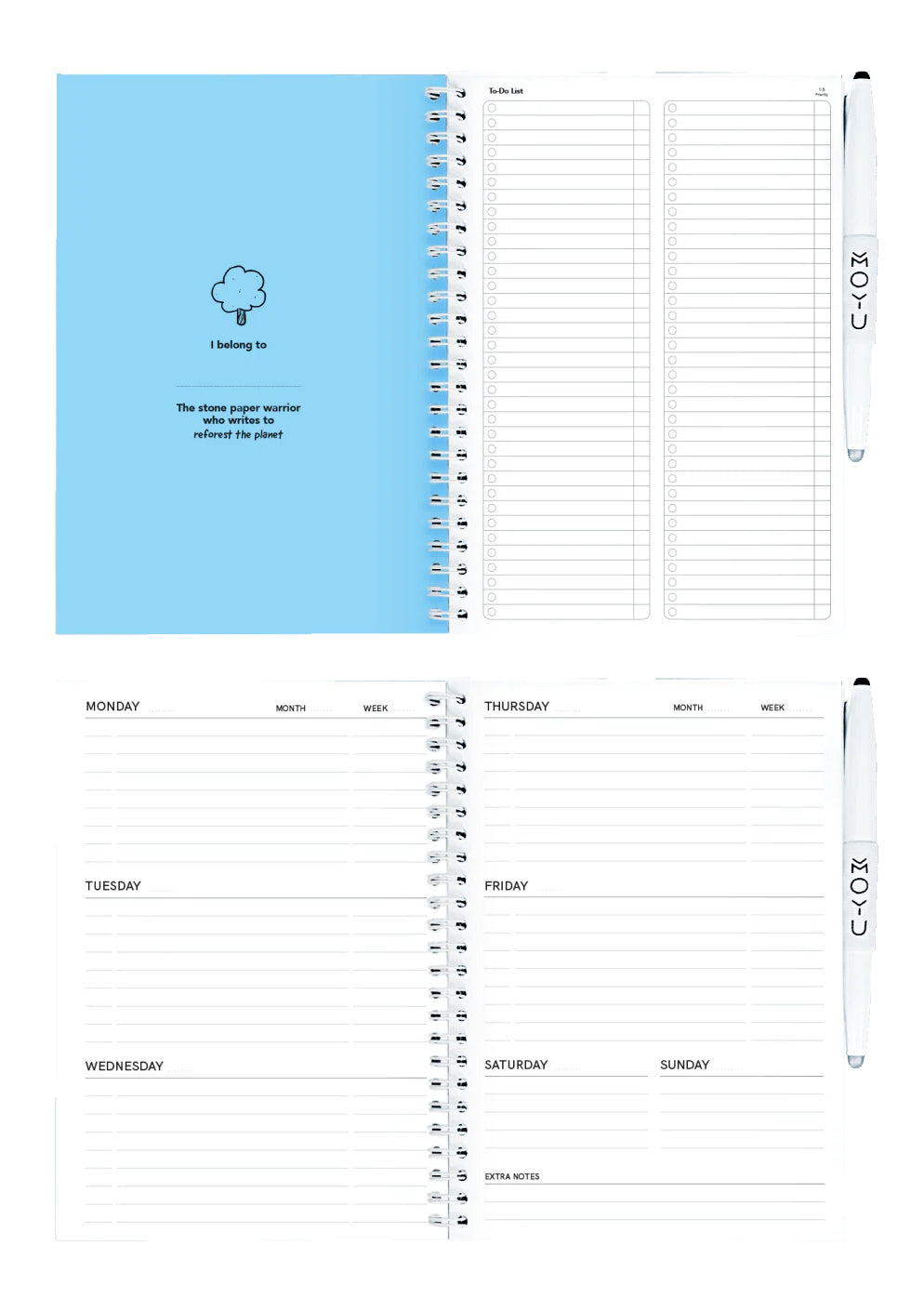 Agenda effaçable en papier-pierre - Blue version - pages