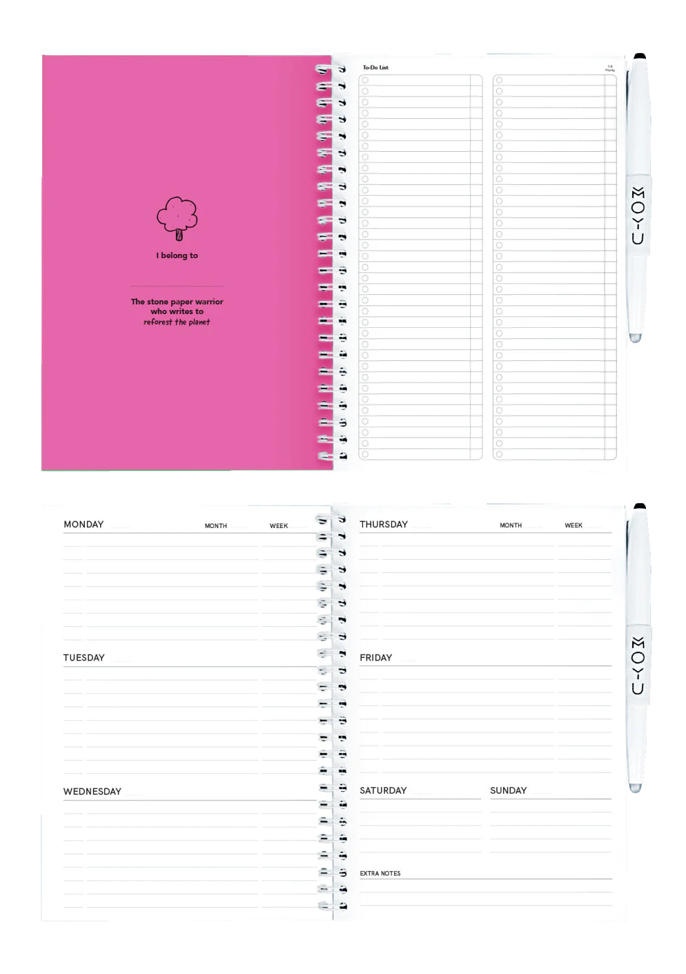 Agenda effaçable en papier-pierre - Pink version - pages