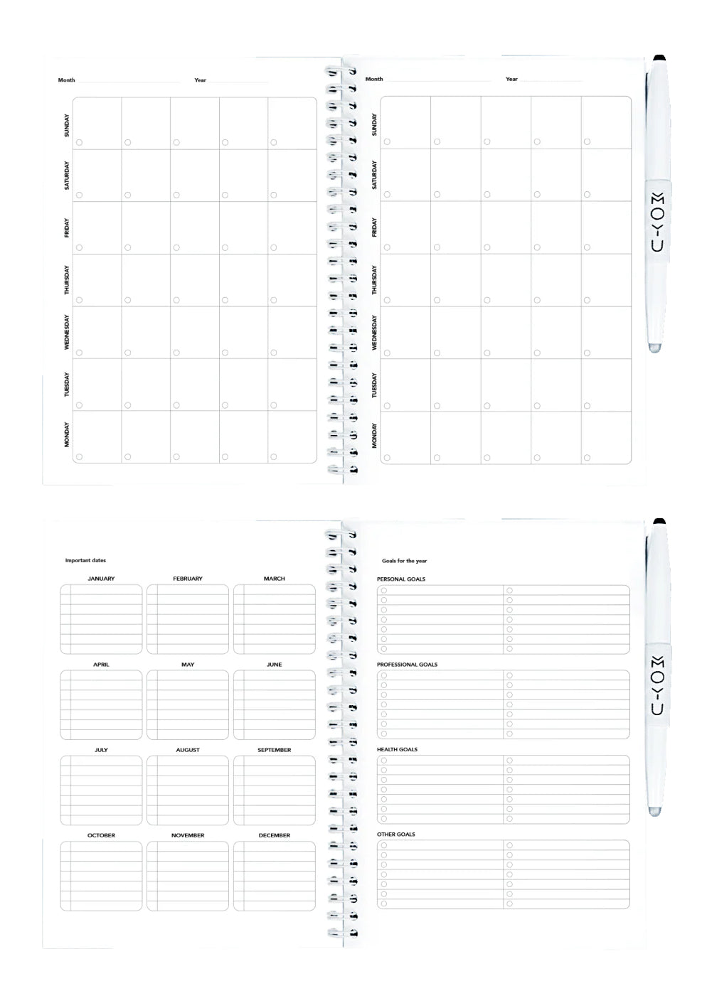 Agenda effaçable en papier-pierre - Blue version - pages