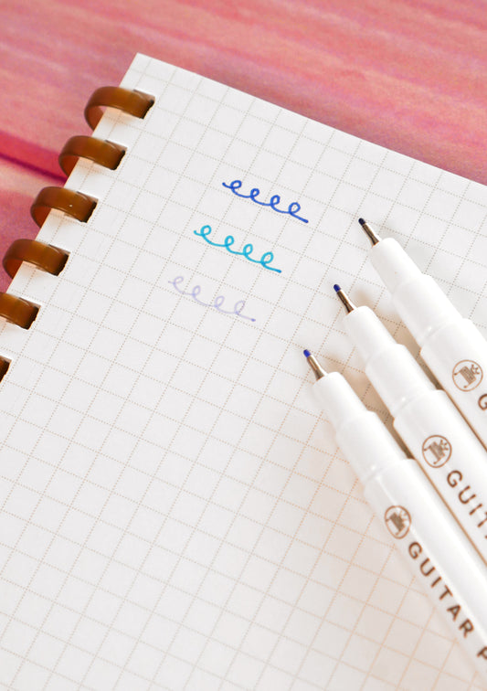 Set de 3 stylos Teranishi - Guitar Petite - Bleu - écriture