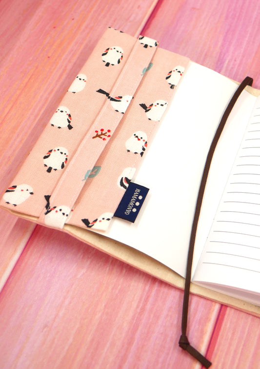 Couverture en tissu pour livre ou carnet - Shimaenaga rose