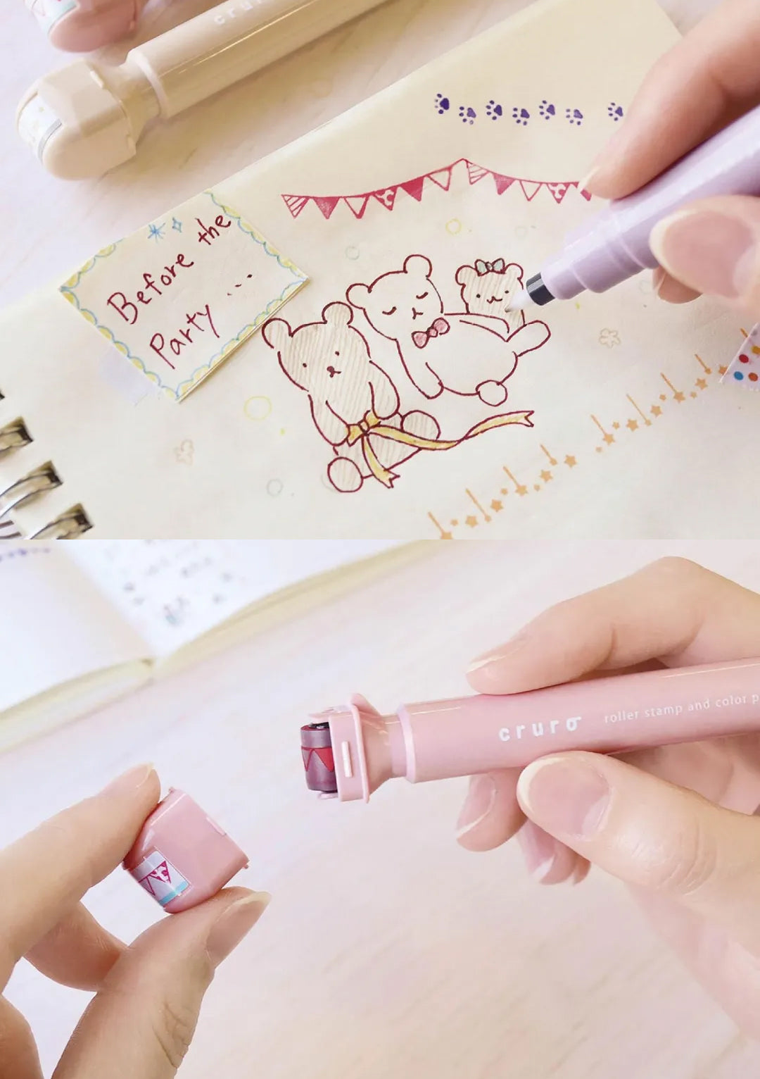 Kutsuwa Stylo roller tampon Cruro test kawaii