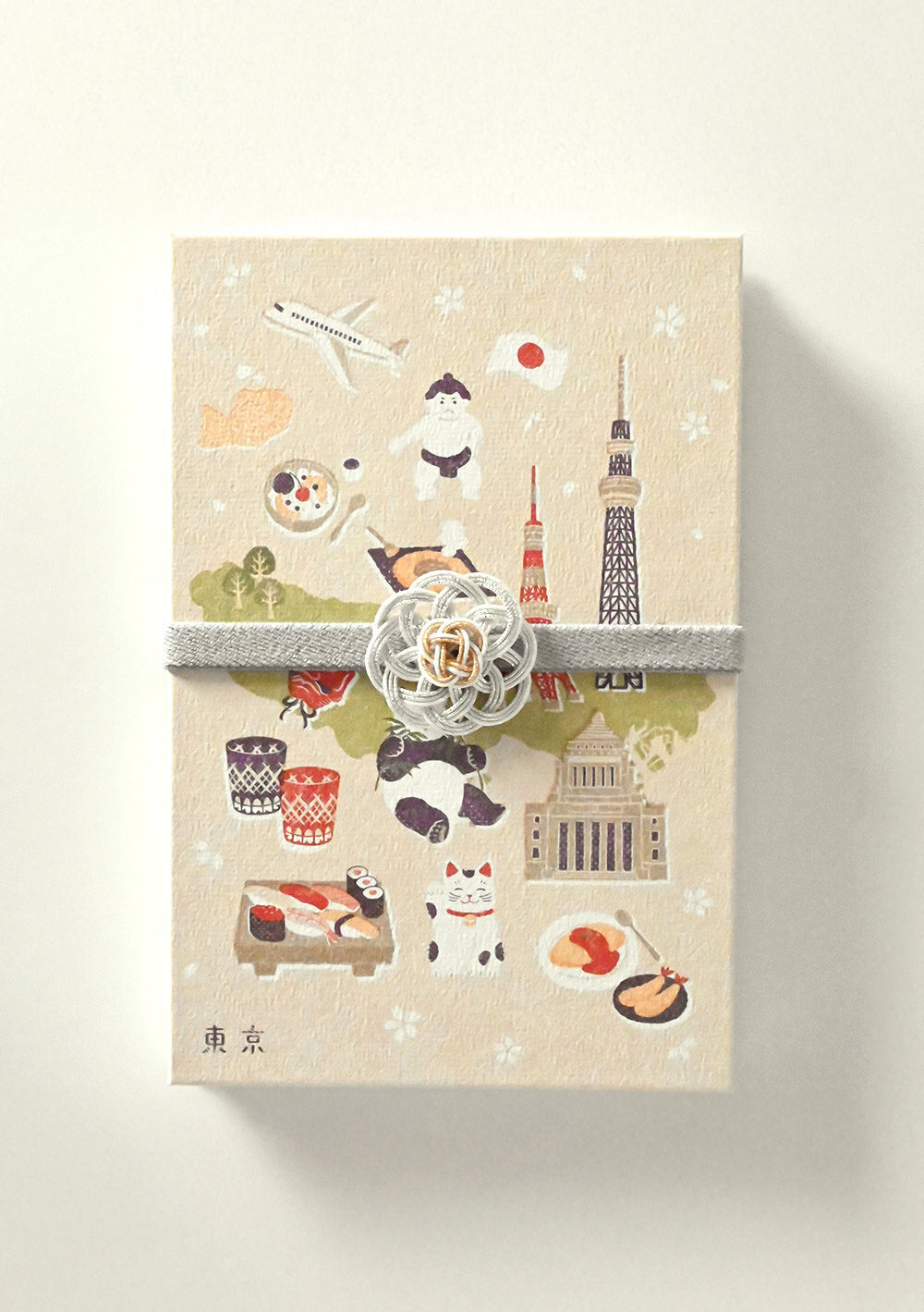 Élastique décoratif Mizuhiki - Argenté et doré avec goshuin