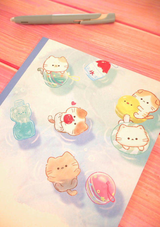 Cahier japonais - chat Mogunyan à la plage