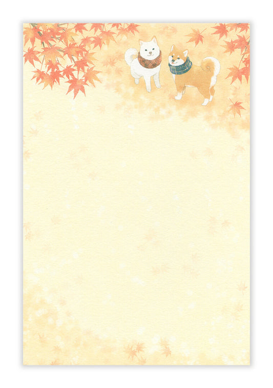 Bloc de papier à lettre - Couleurs d'automne - Chien shiba