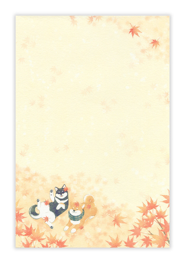 Bloc de papier à lettre - Couleurs d'automne - Chien shiba