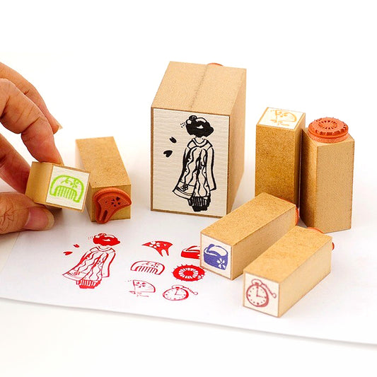 Tampons en bois - Kyoto Geisha - Set de 7 tampons