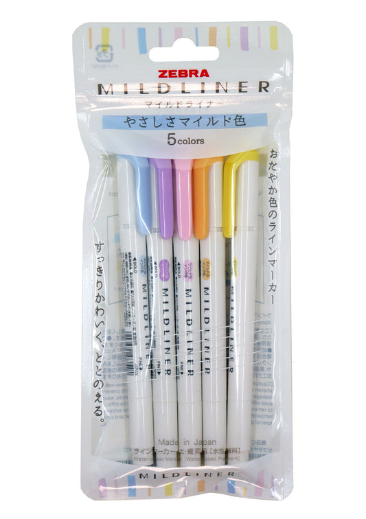 Set de 5 surligneurs Zebra Mildliner - Gentle