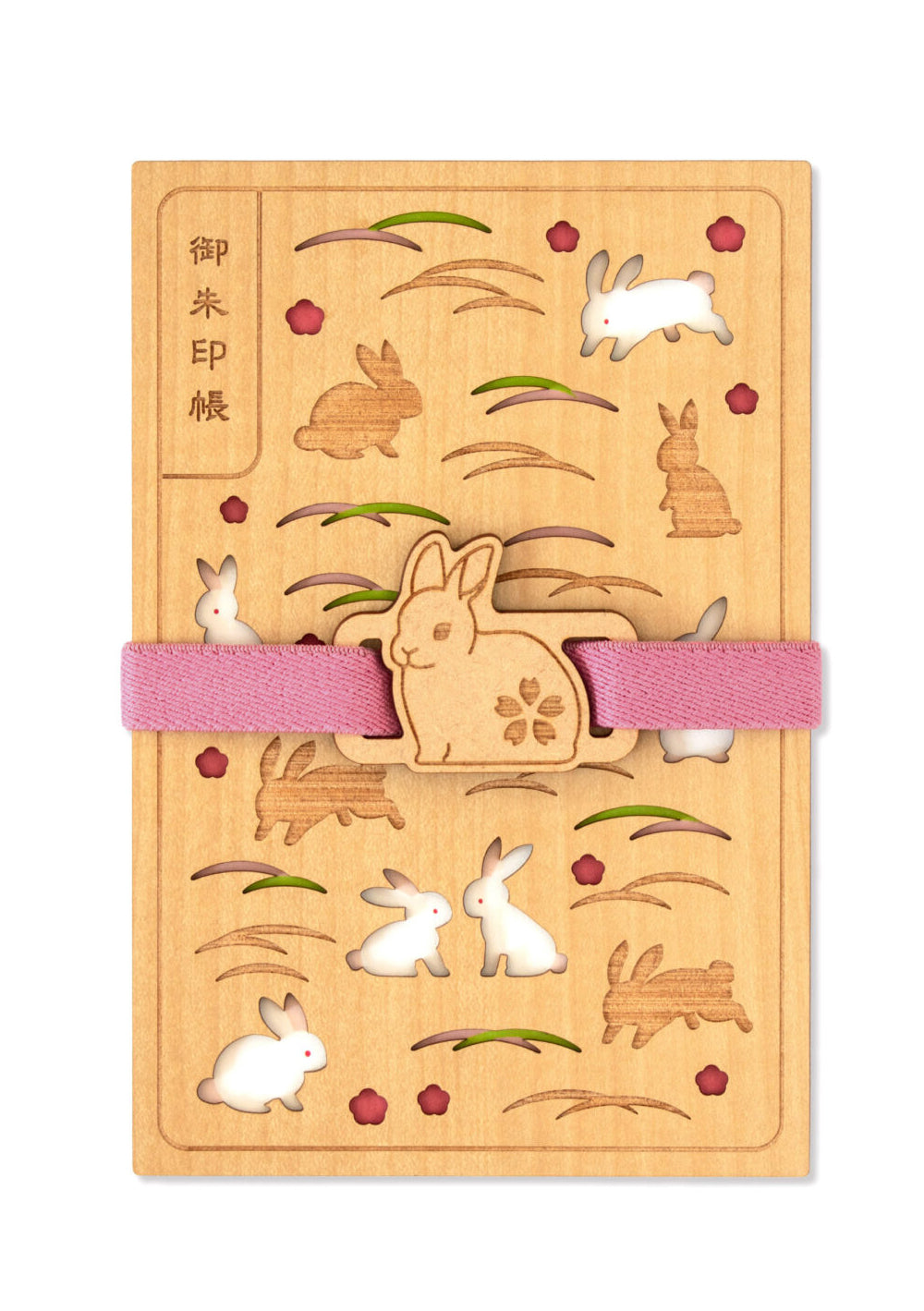 Élastique décoratif japonais - Lapin Sakura avec un carnet goshuincho