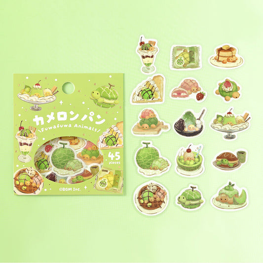Flake Stickers - Fuwafuwa animals - Tortue Melon Pan