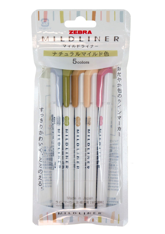 Set de 5 surligneurs Zebra Mildliner - Natural