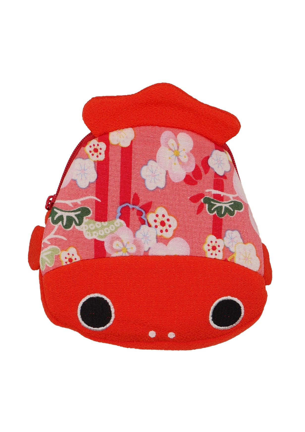 Pochette en tissu japonais - Carpe koï - orange fleurs