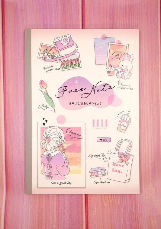 Cahier japonais avec feuilles détachables - Free Note Pink