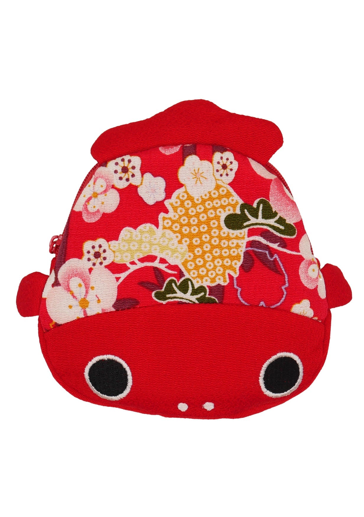Pochette en tissu japonais - Carpe koï - rouge et fleurs