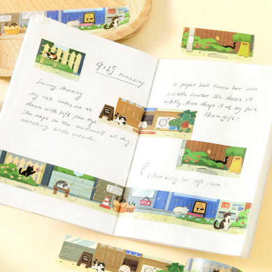Washi tape - The Cat's Journey - Chats dans une petite rue japonaise