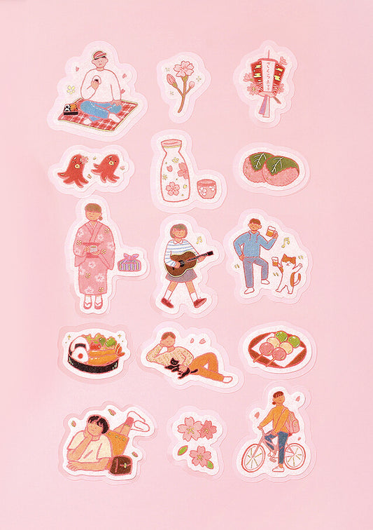 Flake Stickers - Sakura - Uki Uki Uki Hanami - Édition limitée