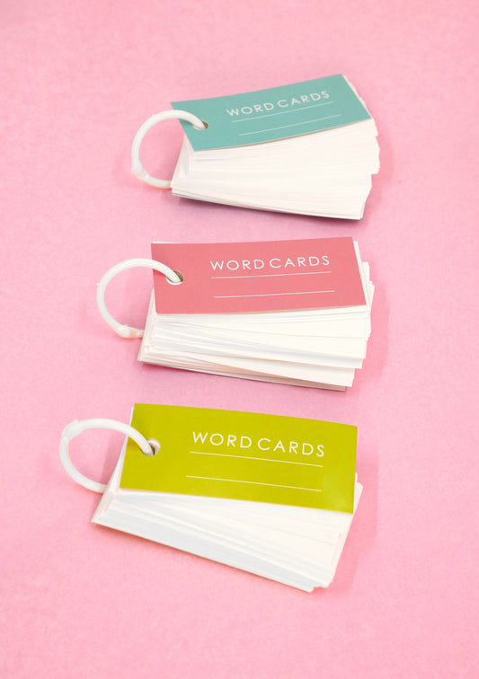 Lot de 3 blocs de fiches mémo / word cards / flash cards
