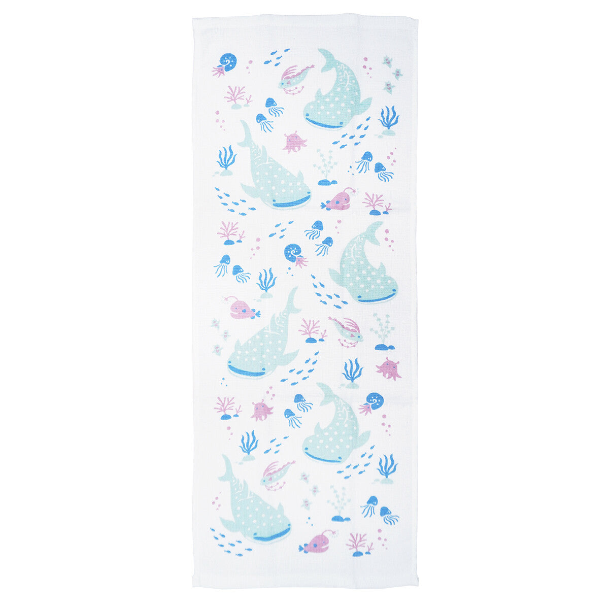 Serviette pour les mains en coton - Animaux marins requin baleine et méduse