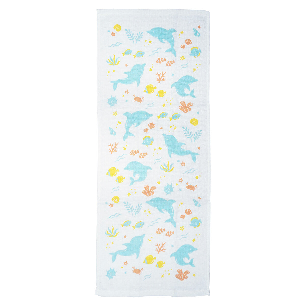 Serviette pour les mains en coton - Animaux marins dauphins et coraux