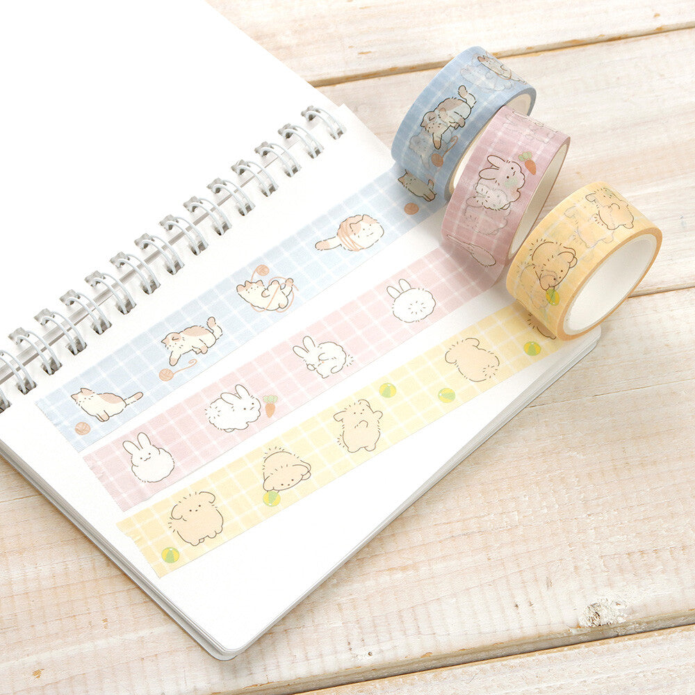 Washi tape - Marumaru - Chat, lapin et chien