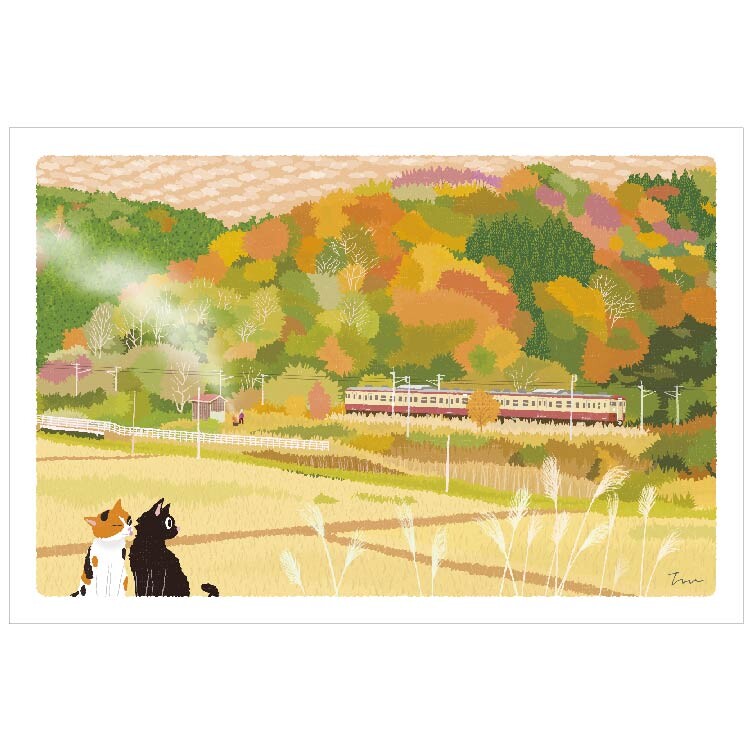 Carte Postale - Automne Tabineko, chats et couleurs d'automne