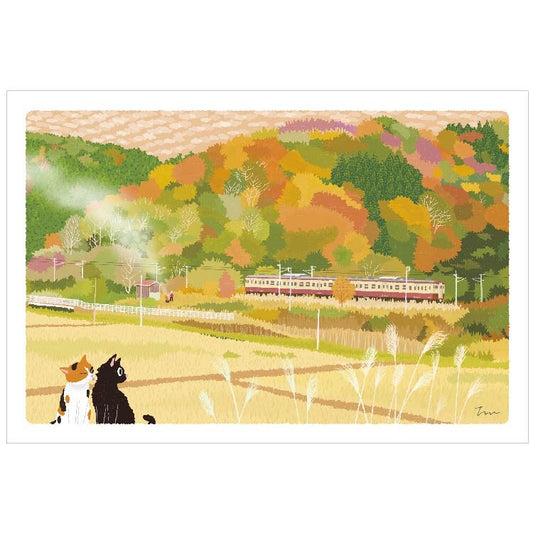 Carte Postale - Automne Tabineko, chats et couleurs d'automne
