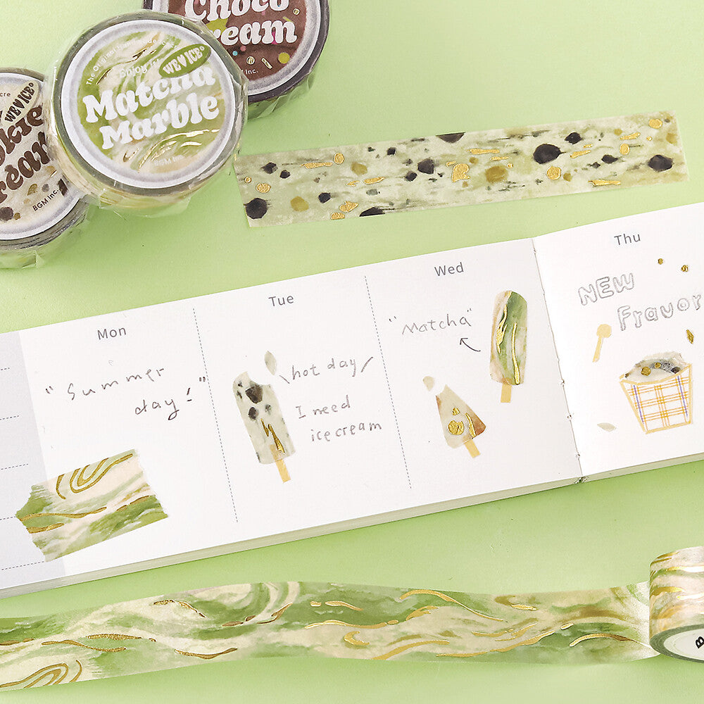 Washi tape - We love Ice - Matcha Marble