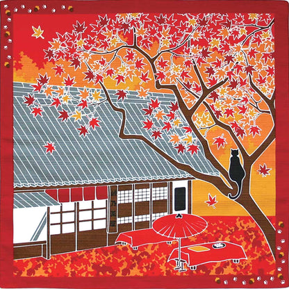 Furoshiki - Chat et feuilles d'automne momiji