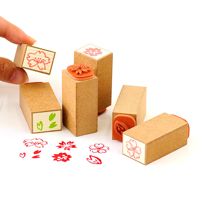Tampons en bois - Fleur de cerisier Sakura - Set de 6 tampons