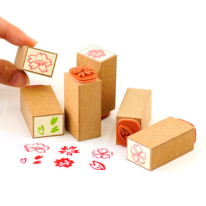 Tampons en bois - Fleur de cerisier Sakura - Set de 6 tampons