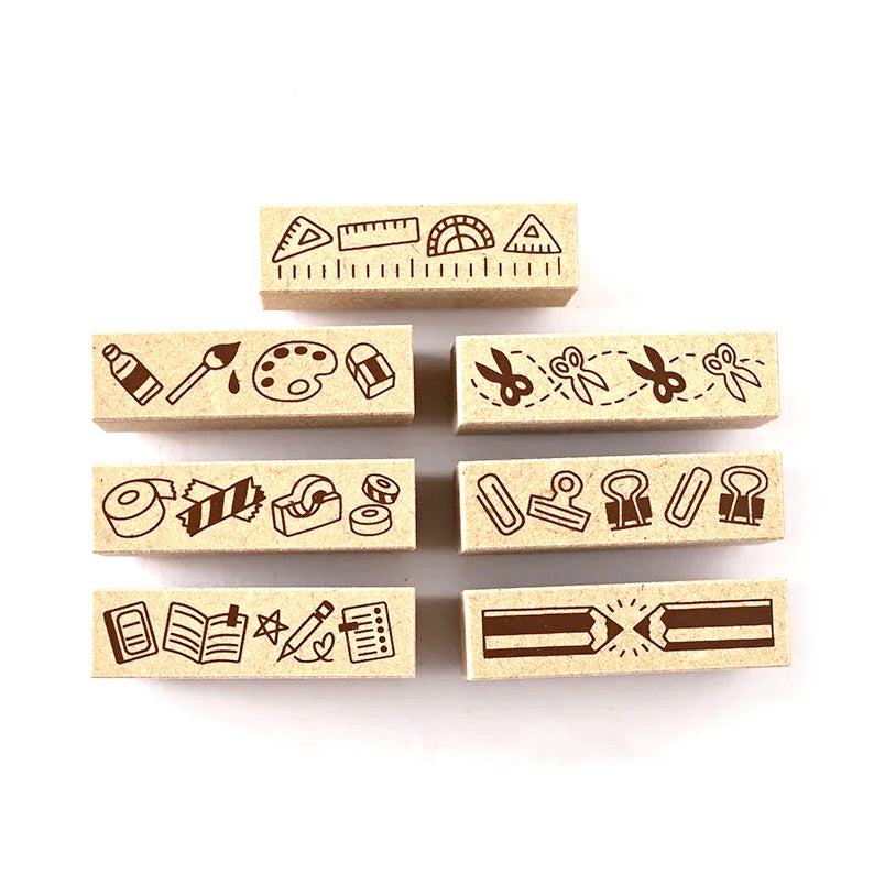 Tampons en bois - Papeterie - Set de 7 tampons