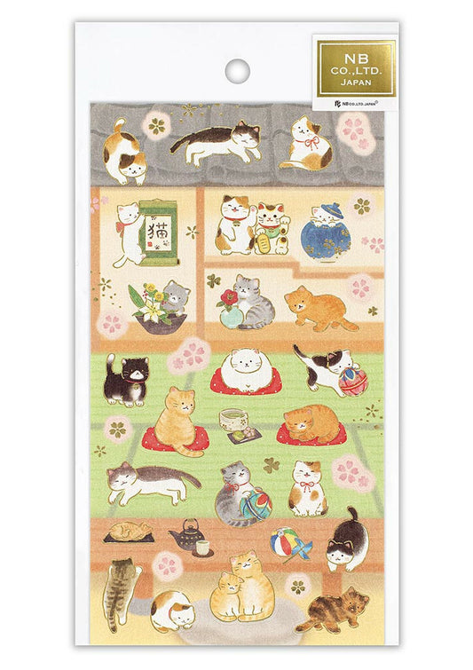 Stickers - Chat et pièce traditionnelle japonaise