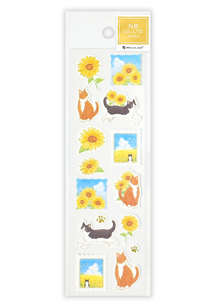 Stickers - Couleurs d'été - Chat et tournesol