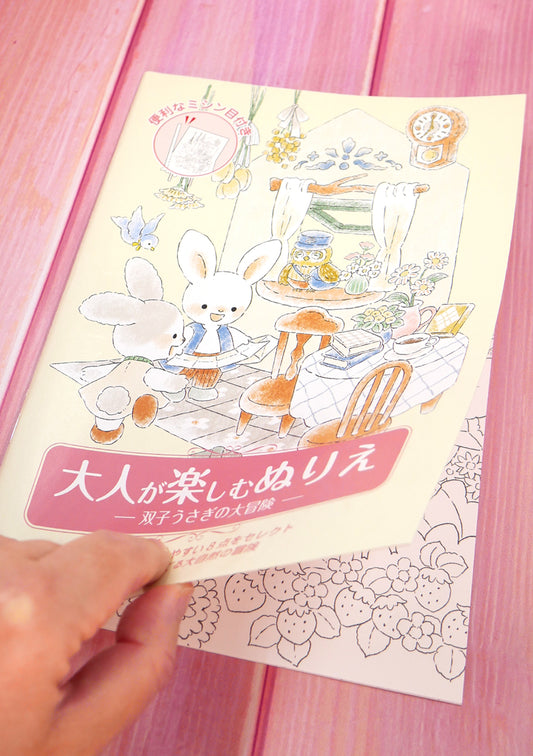 Cahier de coloriage japonais - Waka Nakauchi - Les aventures de deux petits lapins