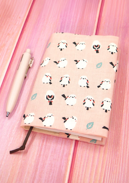 Couverture en tissu pour livre ou carnet - Shimaenaga rose