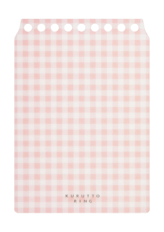 Kurutto Ring Maruman - Couverture - Bloc-notes personnalisable - rose pastel carreaux