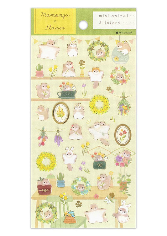Stickers - Mini animal - Écureuil et fleurs