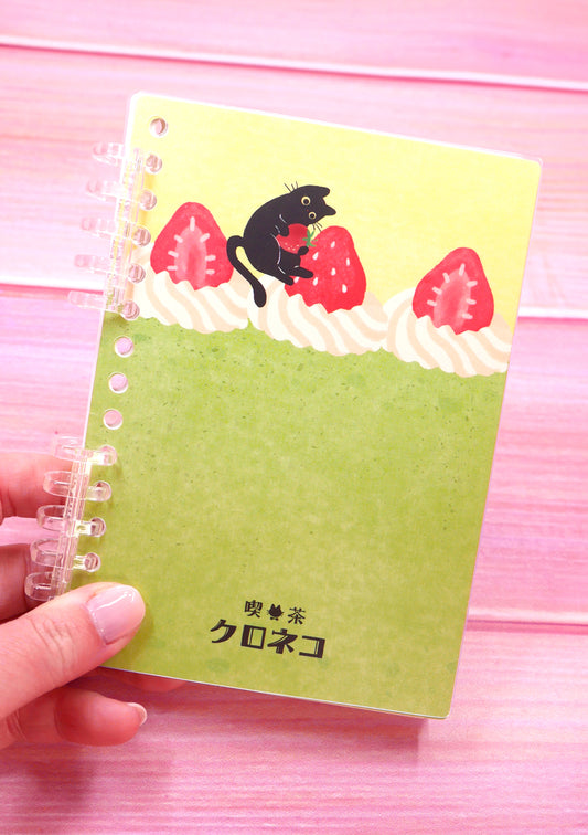 Carnet pour stickers - Kuroneko et gâteau à la fraise