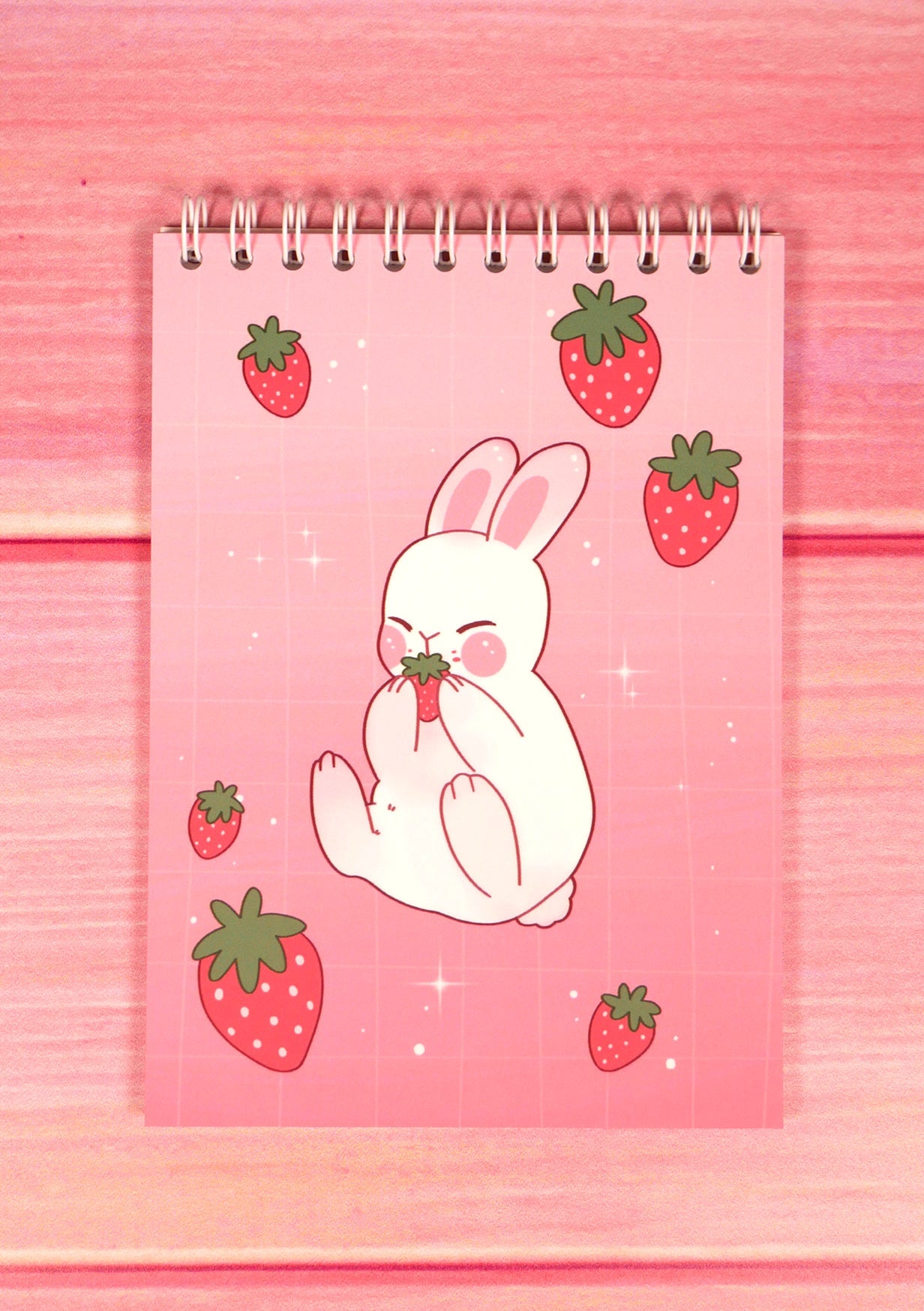 Bloc-notes effaçable en papier-pierre - Lapin et fraises