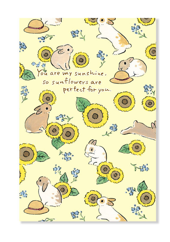 Carte Postale - Lapins et tournesols