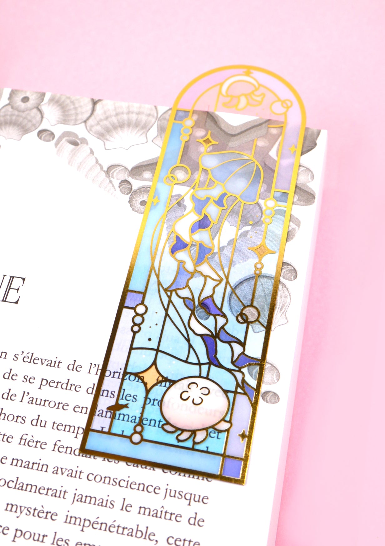 Marque-page transparent effet vitrail - Méduse