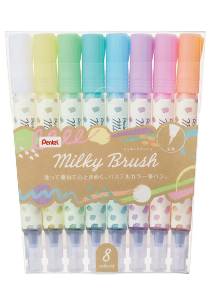 Pentel Milky Brush - Couleurs pastels - set de 8