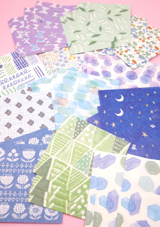 Boite de papiers japonais - Tons froids - Furukawashiko