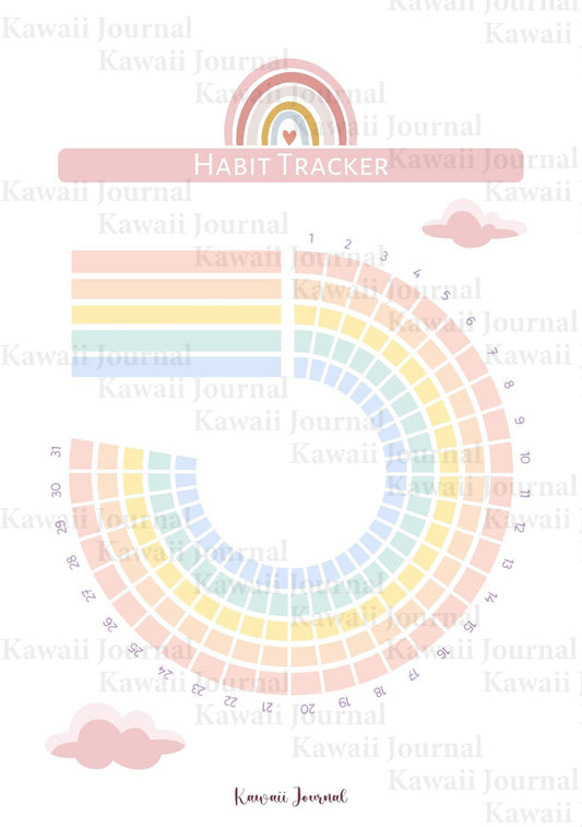 Illustration Rainbow Habit Tracker arc en ciel