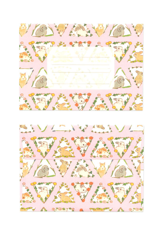 Set de papier à lettres et enveloppes - Lapins et fleurs (enveloppes)