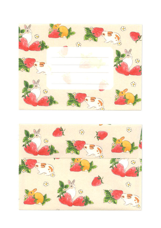 Set de papier à lettres et enveloppes - Lapins et fraises (enveloppes)