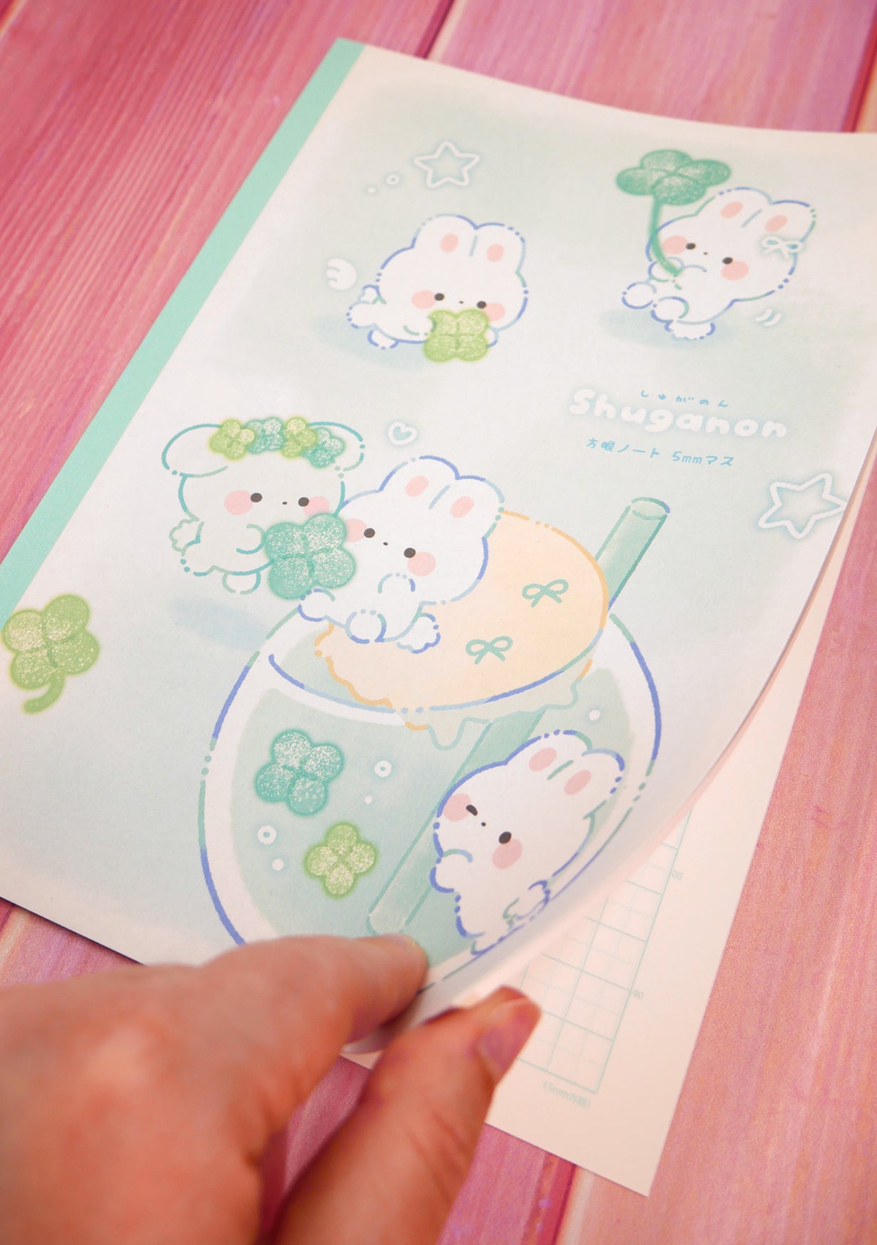 Cahier japonais - Shuganon et trèfle à quatre feuilles