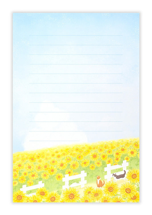 Bloc de papier à lettre - Couleurs d'été - Chat et tournesol