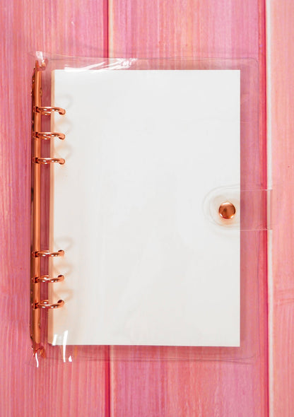 Classeur 6 anneaux avec couverture transparente rose gold