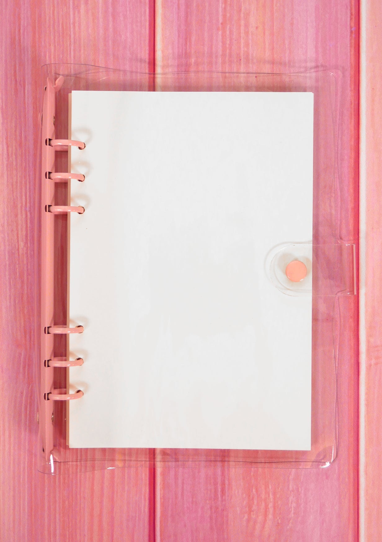 Classeur 6 anneaux avec couverture transparente rose